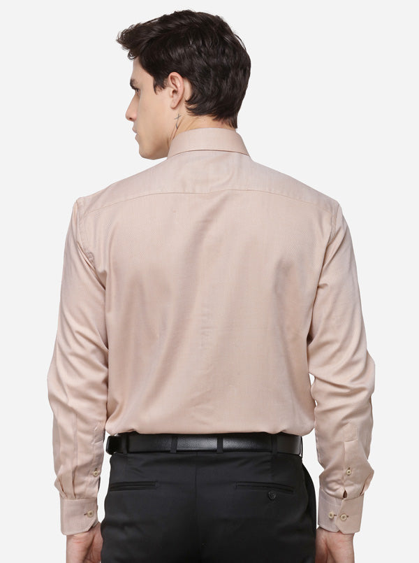 Beige Dobby Regular Fit Formal Shirt | JadeBlue