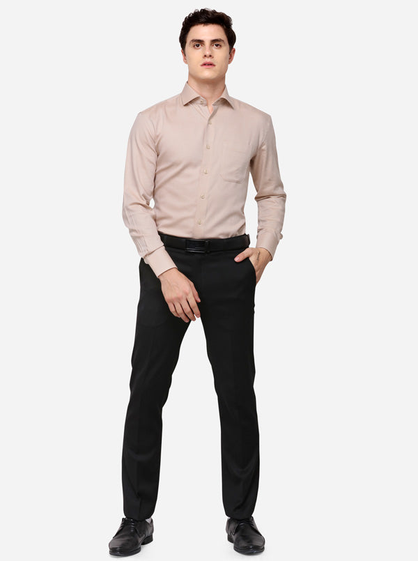 Beige Dobby Regular Fit Formal Shirt | JadeBlue