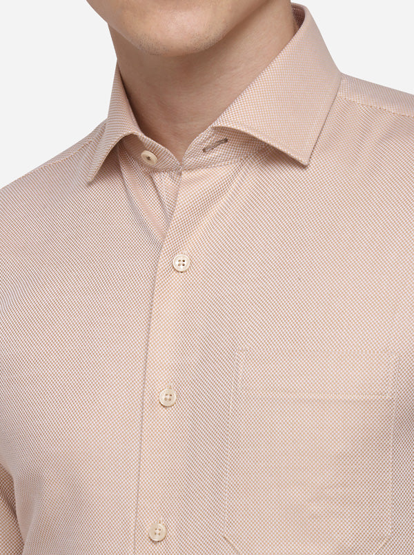 Beige Dobby Regular Fit Formal Shirt | JadeBlue