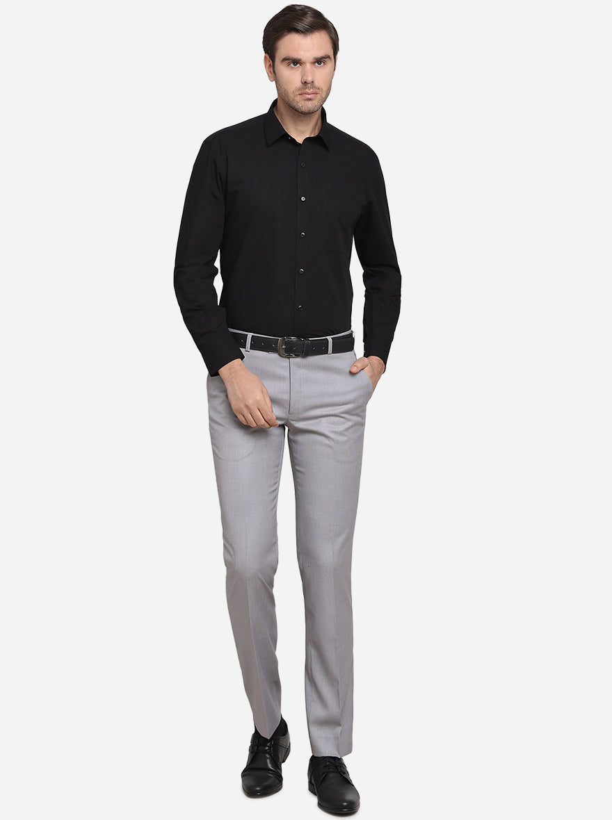 Black Solid Regular Fit Formal Shirt  | Greenfibre