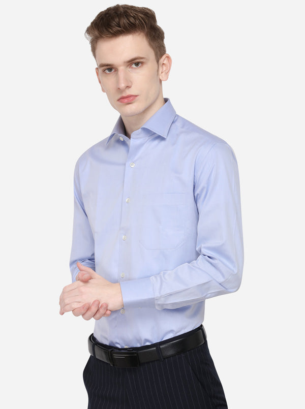 Sky Blue Solid Slim Fit Formal Shirt | JadeBlue