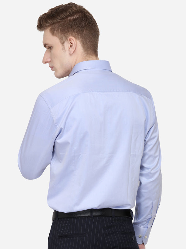 Sky Blue Solid Slim Fit Formal Shirt | JadeBlue