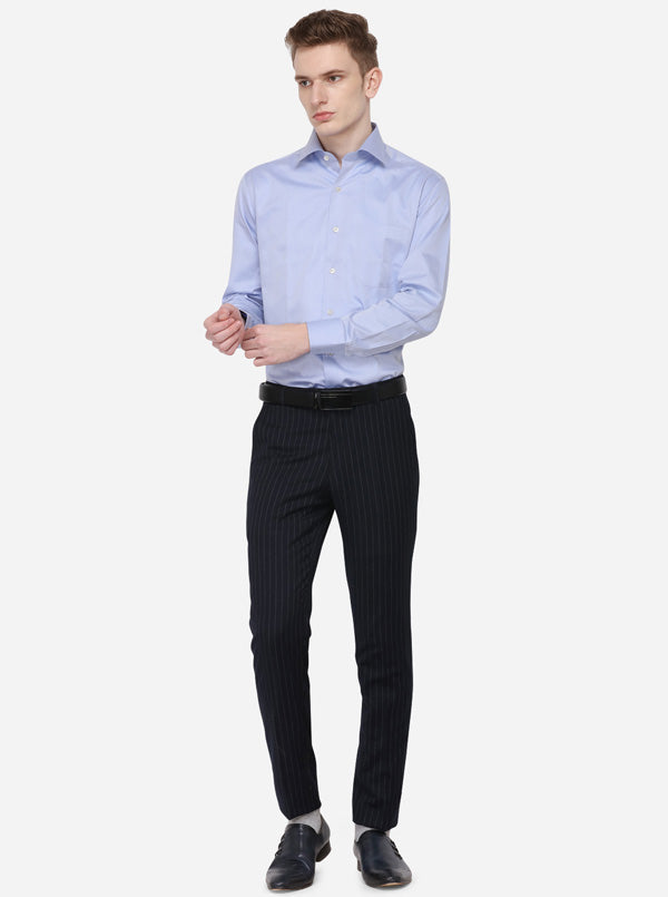 Sky Blue Solid Slim Fit Formal Shirt | JadeBlue