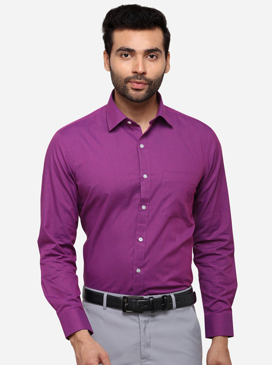 Purple Solid Regular Fit Formal Shirt | Greenfibre