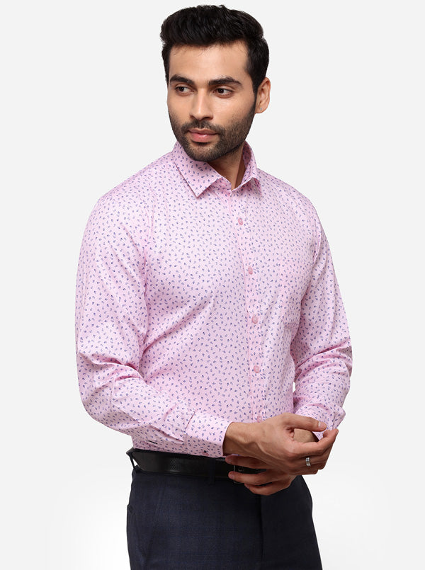 Pink & Blue Printed Regular Fit Formal Shirt | Greenfibre