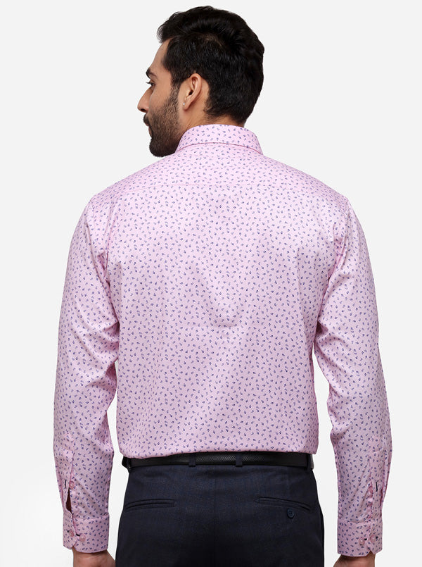 Pink & Blue Printed Regular Fit Formal Shirt | Greenfibre