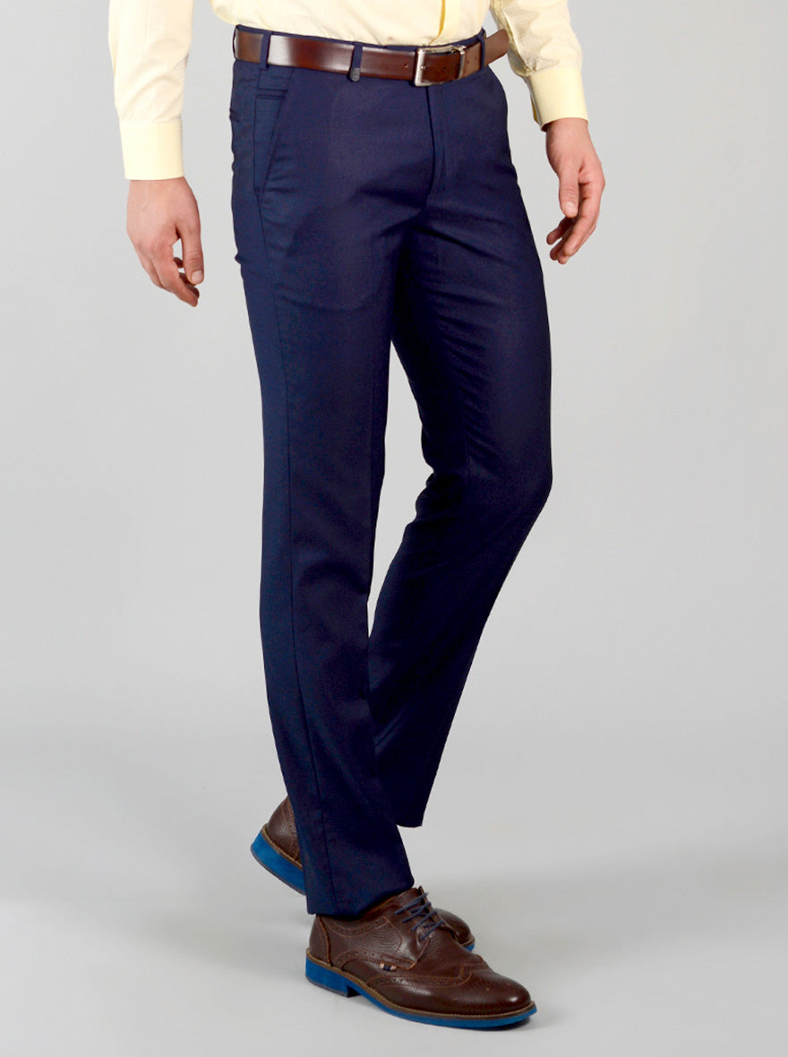 Blue Checked Slim Fit Formal Trouser | JB Studio