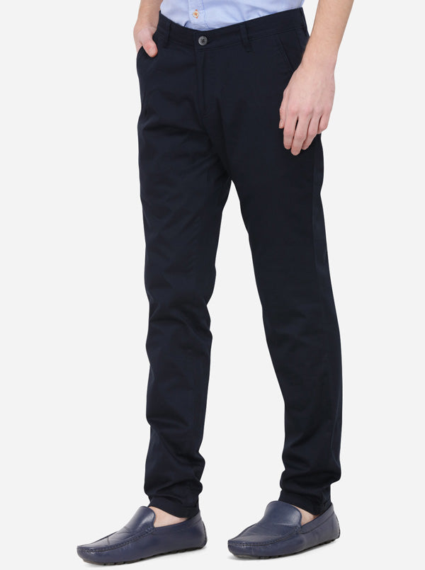 Black Solid Slim Fit Casual Trouser | Greenfibre