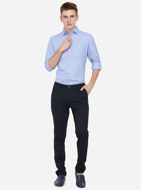 Black Solid Slim Fit Casual Trouser | Greenfibre