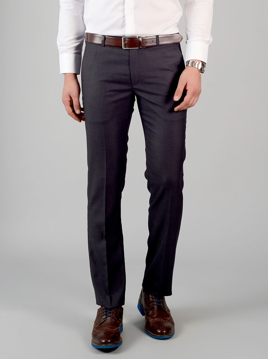 Black Checked Slim Fit Formal Trouser | JB Studio