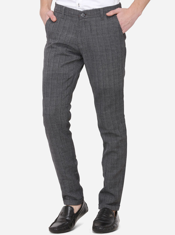 Black Solid Slim Fit Casual Trouser | Greenfibre