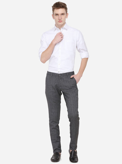 Black Solid Slim Fit Casual Trouser | Greenfibre