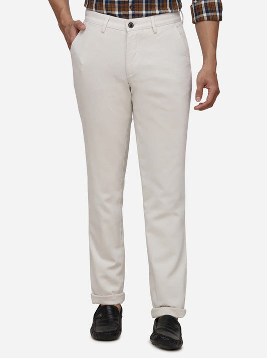Light Beige Solid Uno Fit Casual Trouser | JadeBlue Sport