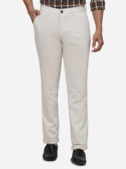 Light Beige Solid Uno Fit Casual Trouser | JadeBlue Sport