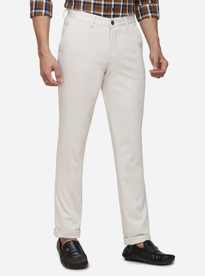 Light Beige Solid Uno Fit Casual Trouser | JadeBlue Sport