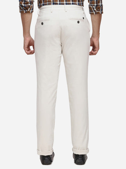 Light Beige Solid Uno Fit Casual Trouser | JadeBlue Sport