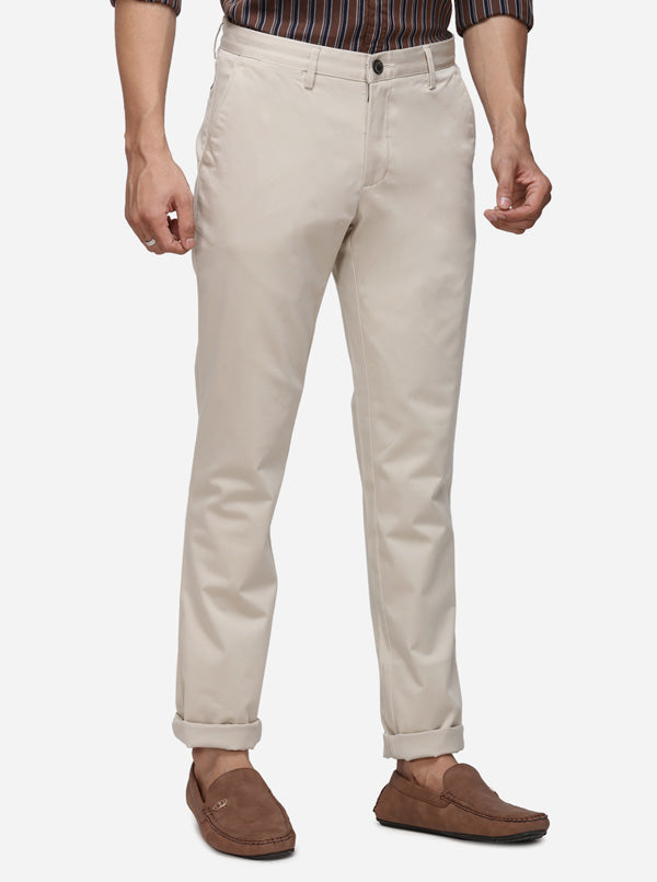 Khaki Solid Uno Fit Casual Trouser | JadeBlue Sport