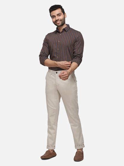 Khaki Solid Uno Fit Casual Trouser | JadeBlue Sport