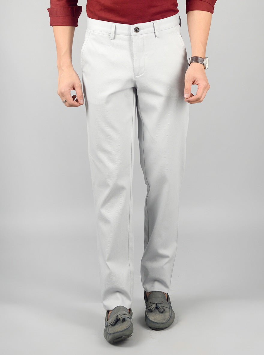 Smoke Grey Solid Slim Fit Casual Trouser | JB Sport