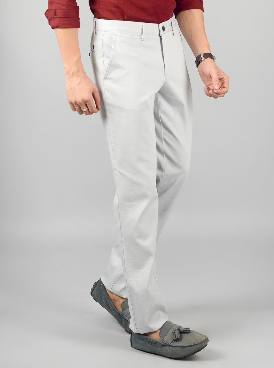 Smoke Grey Solid Slim Fit Casual Trouser | JB Sport