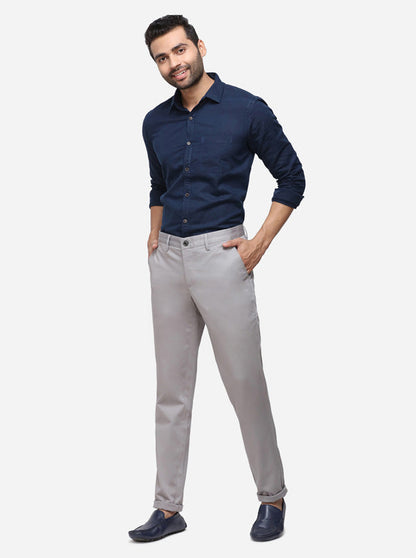 Grey Solid Uno Fit Casual Trouser | JadeBlue Sport