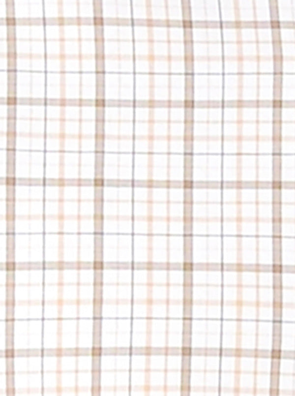 White & Brown Checked Slim Fit Formal Shirt | JadeBlue