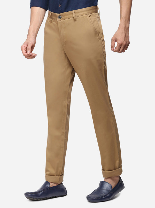 Brown Solid Uno Fit Casual Trouser | JadeBlue Sport