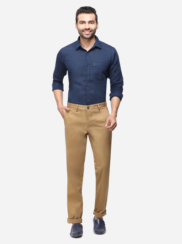 Brown Solid Uno Fit Casual Trouser | JadeBlue Sport