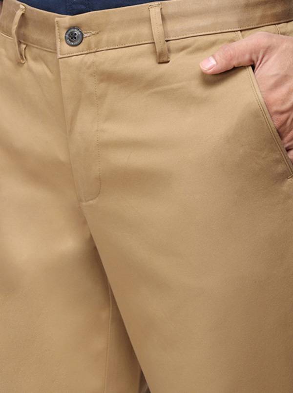 Brown Solid Uno Fit Casual Trouser | JadeBlue Sport