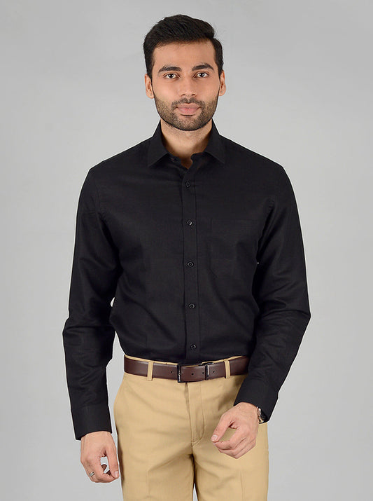 Black Solid Slim Fit Formal Shirt | Greenfibre