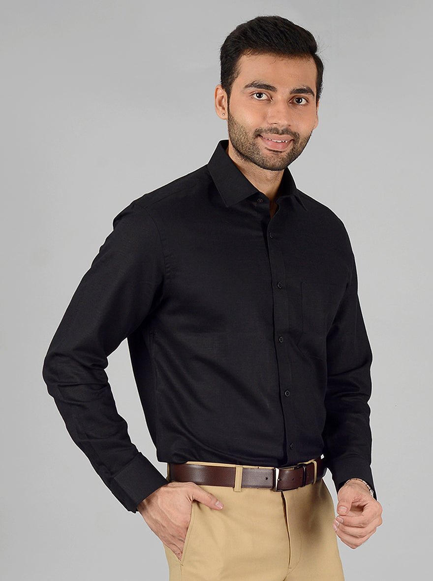 Black Solid Slim Fit Formal Shirt | Greenfibre