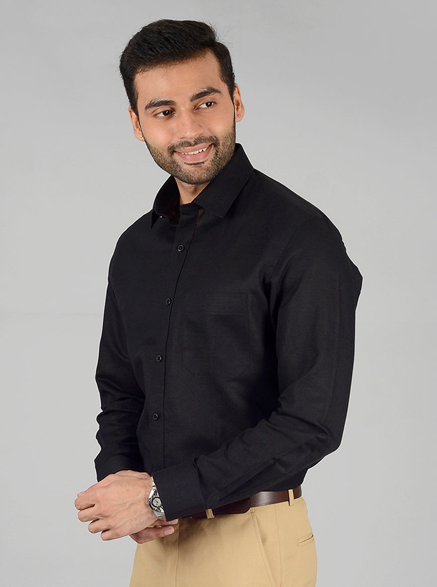 Black Solid Slim Fit Formal Shirt | Greenfibre