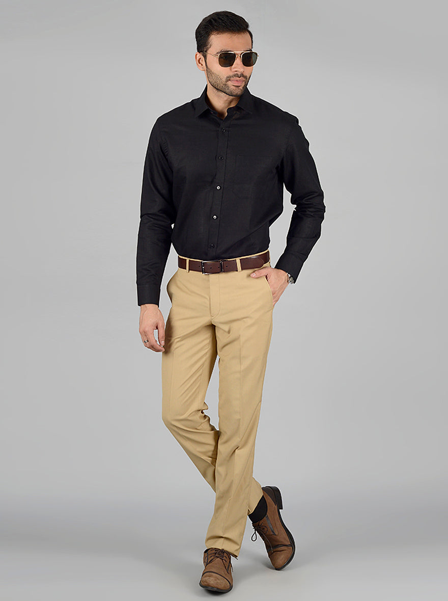 Black Solid Slim Fit Formal Shirt | Greenfibre