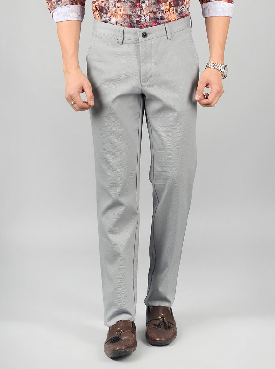 Pewter Grey Solid Slim Fit Casual Trouser | JB Sport