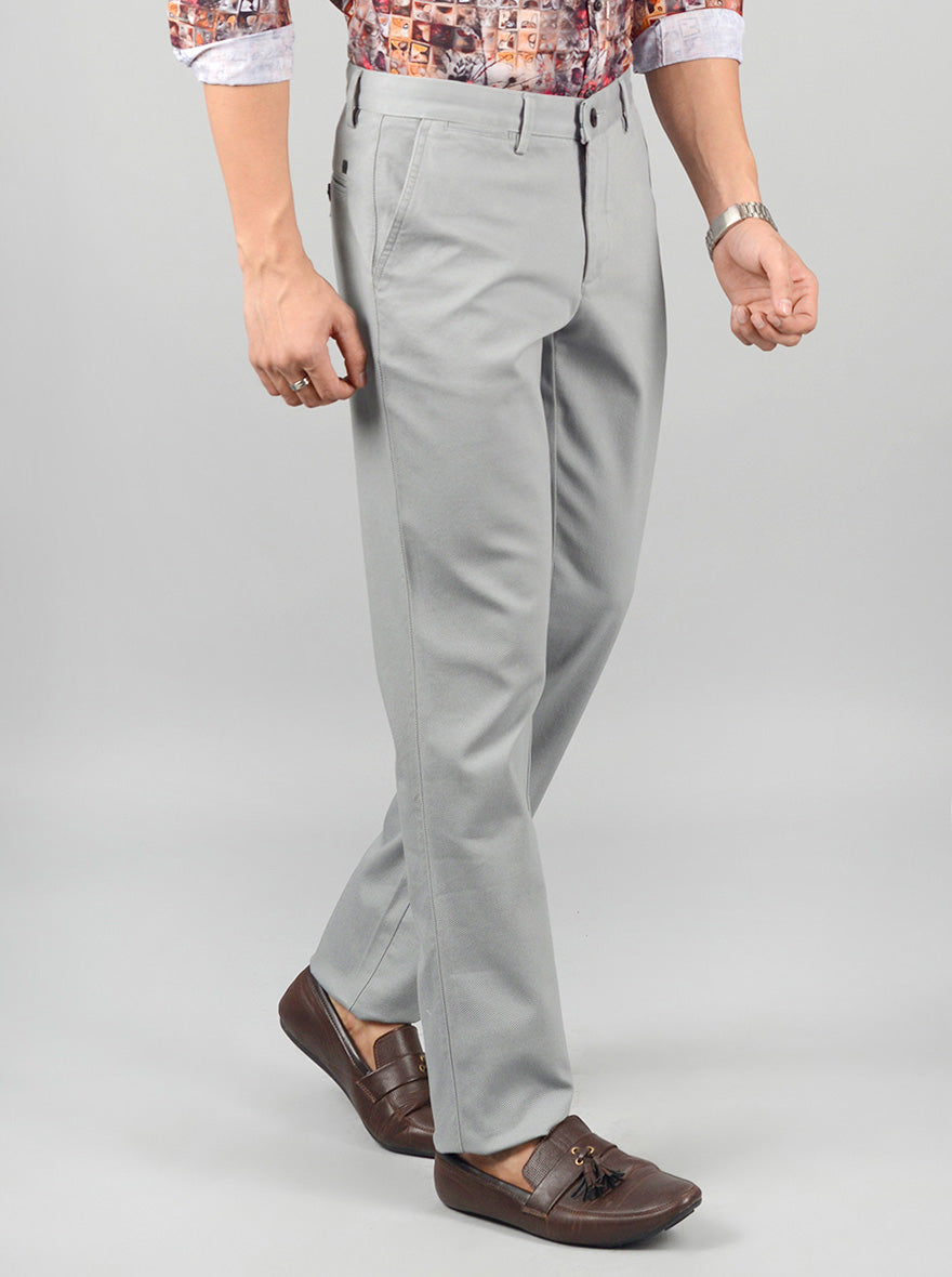 Pewter Grey Solid Slim Fit Casual Trouser | JB Sport