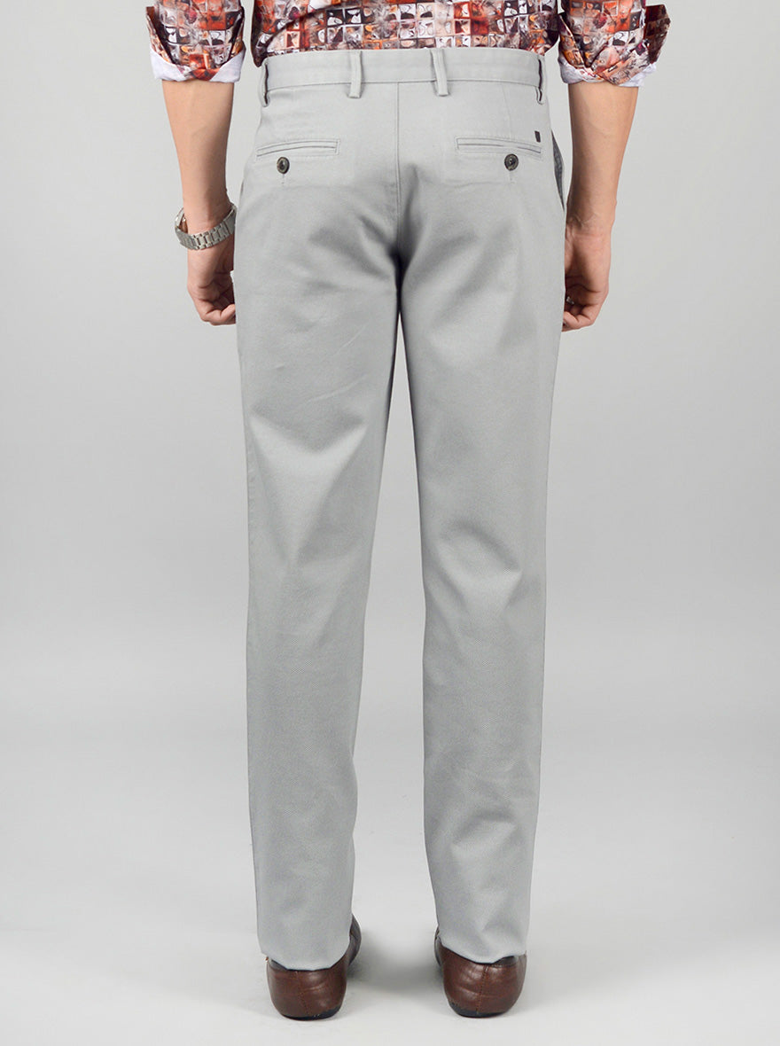 Pewter Grey Solid Slim Fit Casual Trouser | JB Sport