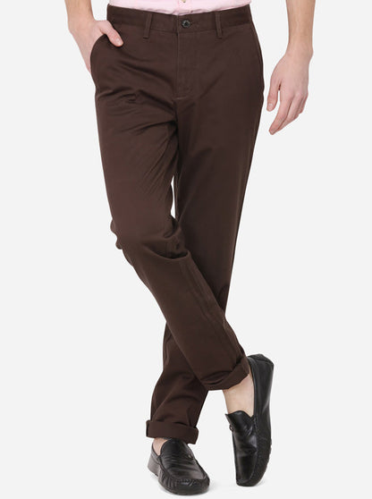 Brown Solid Uno Fit Casual Trouser | JadeBlue Sport