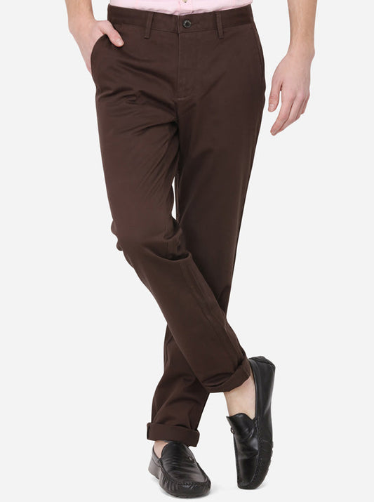 Brown Solid Uno Fit Casual Trouser | JadeBlue Sport