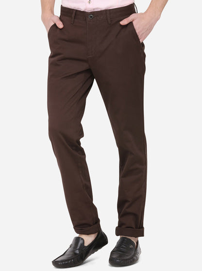 Brown Solid Uno Fit Casual Trouser | JadeBlue Sport