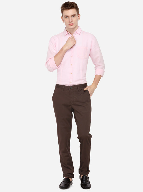 Brown Solid Uno Fit Casual Trouser | JadeBlue Sport