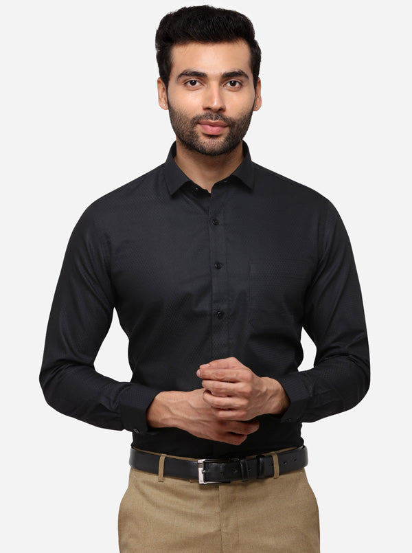 Black Dobby Slim Fit Formal Shirt | Greenfibre