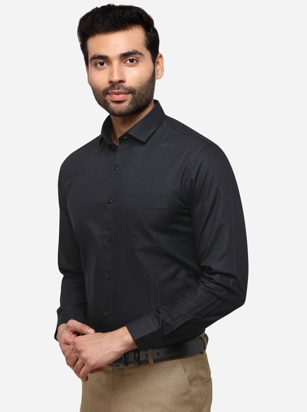 Black Dobby Slim Fit Formal Shirt | Greenfibre