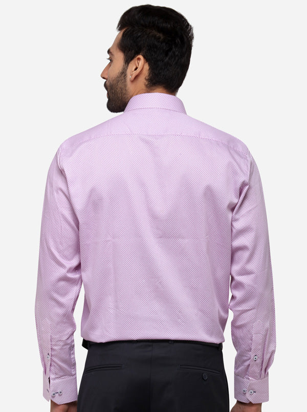 White & Pink Printed Regular Fit Formal Shirt | Greenfibre