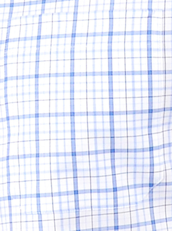 White & Blue Checked Slim Fit Formal Shirt | JadeBlue