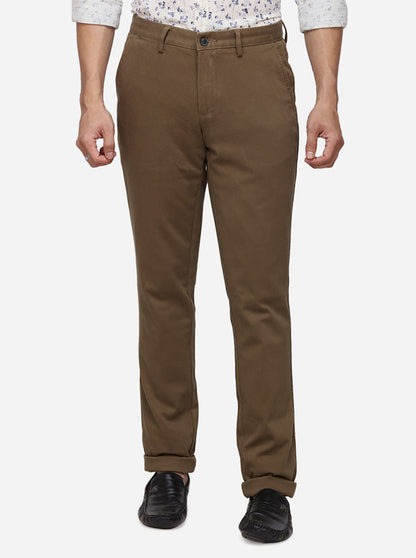 Grey Solid Slim Fit Casual Trouser | JadeBlue