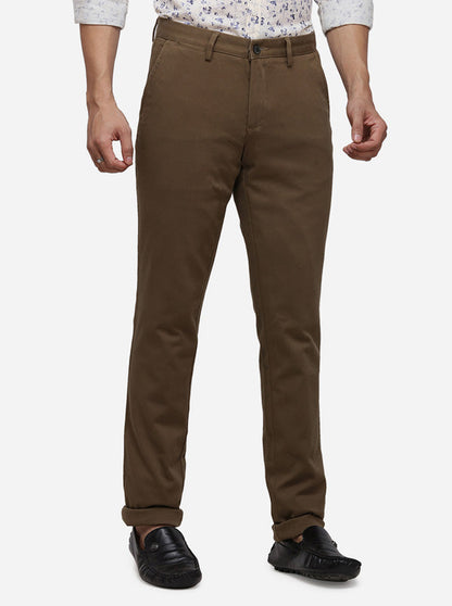 Grey Solid Slim Fit Casual Trouser | JadeBlue