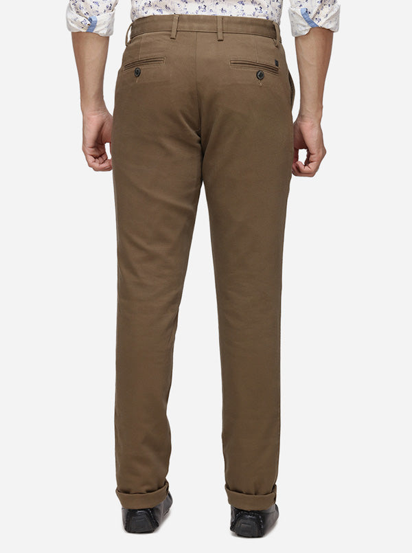 Grey Solid Slim Fit Casual Trouser | JadeBlue