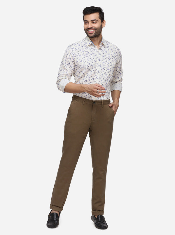 Grey Solid Slim Fit Casual Trouser | JadeBlue