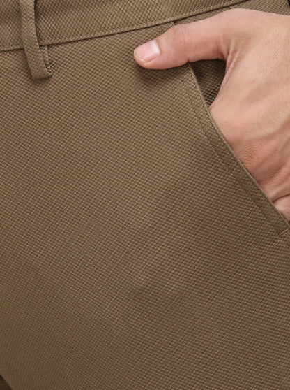 Grey Solid Slim Fit Casual Trouser | JadeBlue