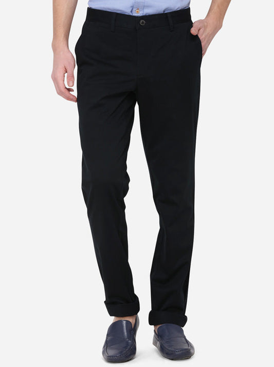 Dark Blue Solid Uno Fit Casual Trouser | JadeBlue Sport